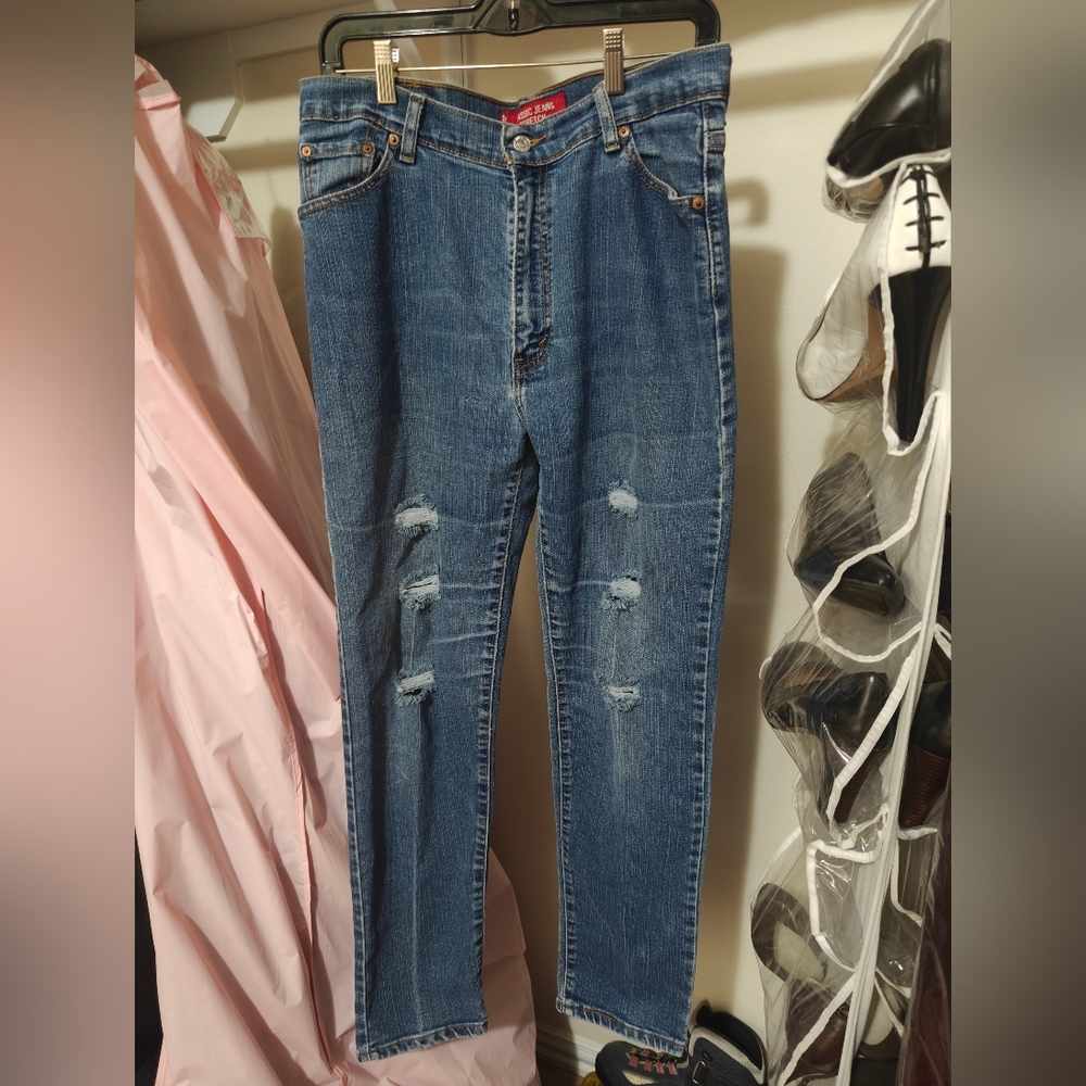 Distressed Levi's 512 Blue Jeans